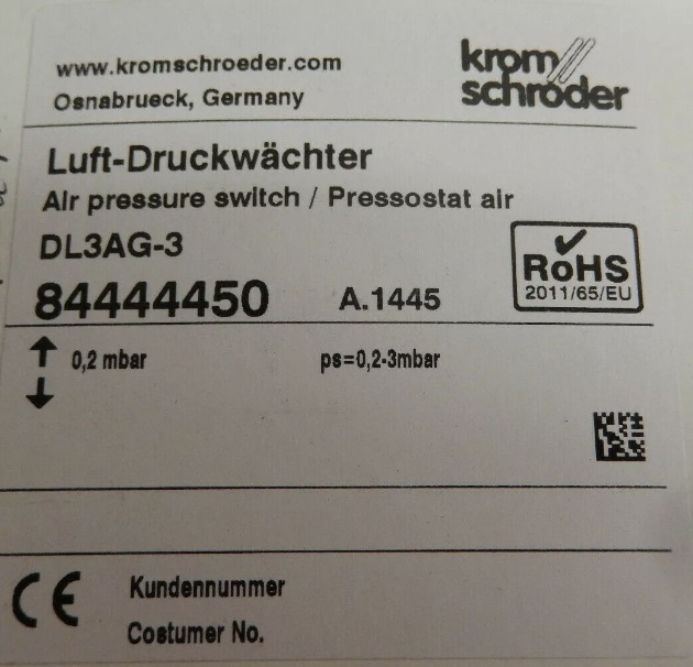 Neuer Krom Schröder Luftdruckschalter DL3AG-3 / 84444450